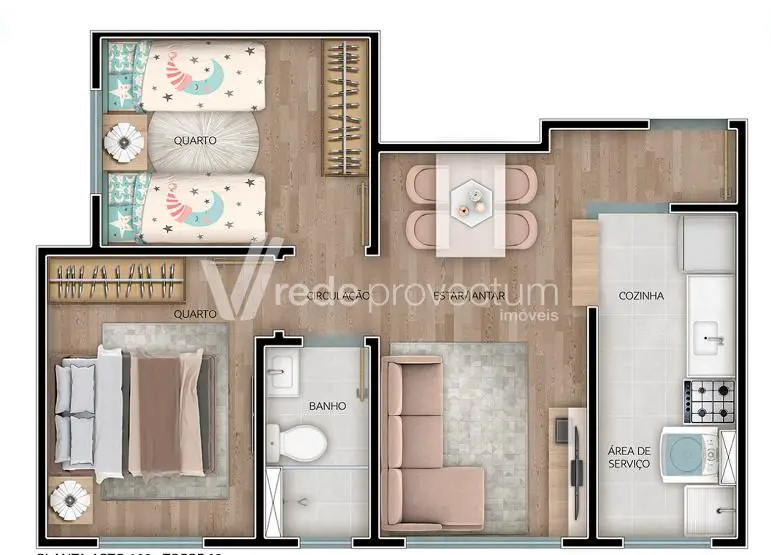 Foto 4 de Apartamento com 2 Quartos à venda, 42m² em Parque Industrial, Campinas