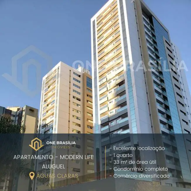 Foto 1 de Apartamento com 1 Quarto para alugar, 33m² em Aguas Claras, Brasília