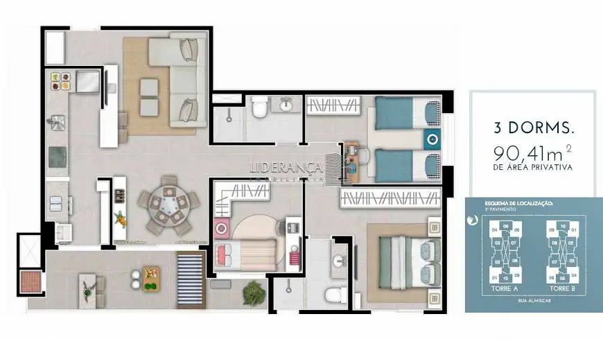 Foto 5 de Apartamento com 3 Quartos à venda, 90m² em Monte Verde, Florianópolis