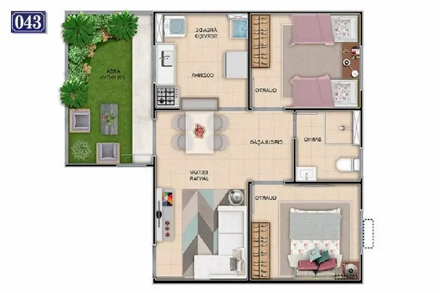 Foto 2 de Apartamento com 2 Quartos para alugar, 60m² em Jardim Morumbi, Londrina