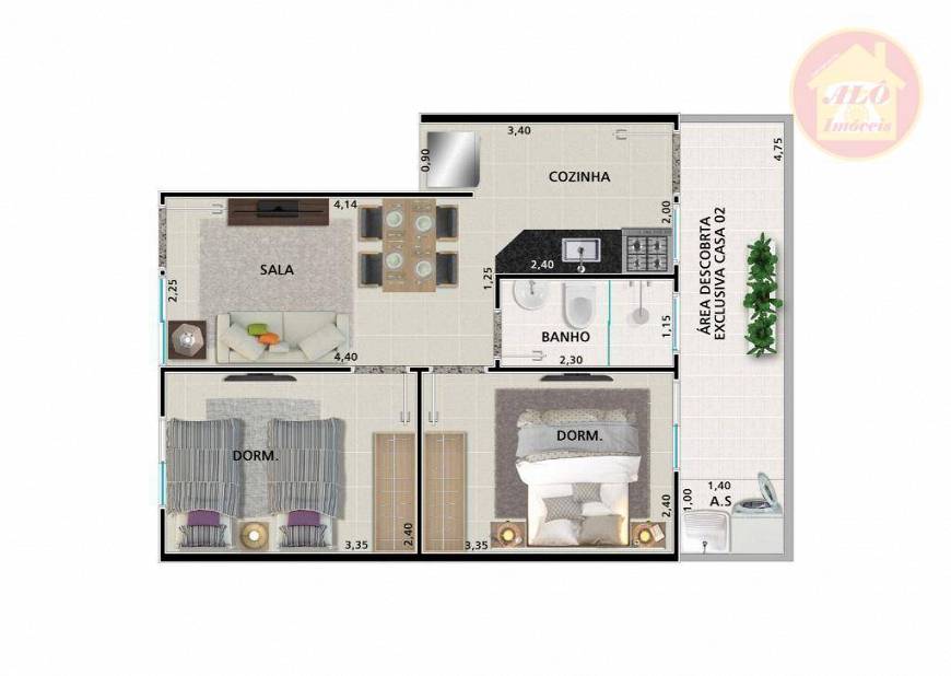 Foto 1 de Casa de Condomínio com 2 Quartos à venda, 40m² em Vila Sonia, Praia Grande