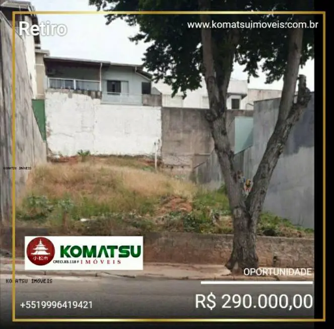 Foto 1 de Lote/Terreno à venda, 250m² em Retiro, Jundiaí