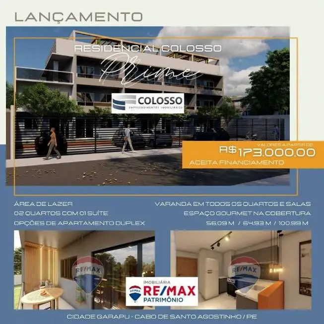 Foto 1 de Apartamento com 2 Quartos à venda, 56m² em Cidade Garapu, Cabo de Santo Agostinho