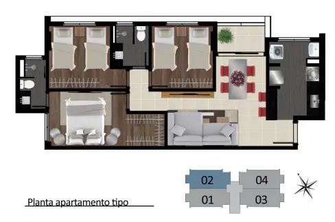 Foto 3 de Apartamento com 3 Quartos à venda, 72m² em Glória, Contagem