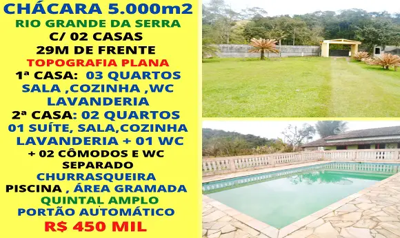 Foto 1 de Chácara com 6 Quartos à venda, 5000m² em Vila Figueiredo, Rio Grande da Serra