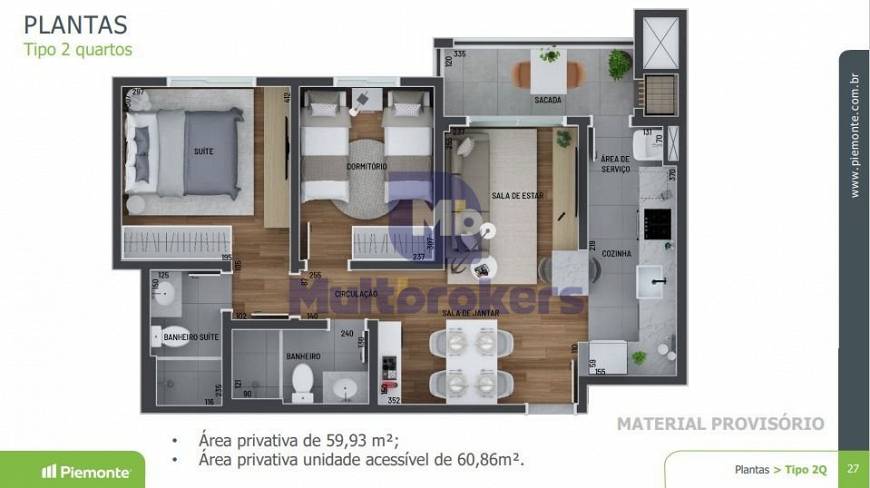 Foto 3 de Apartamento com 3 Quartos à venda, 74m² em Tingui, Curitiba