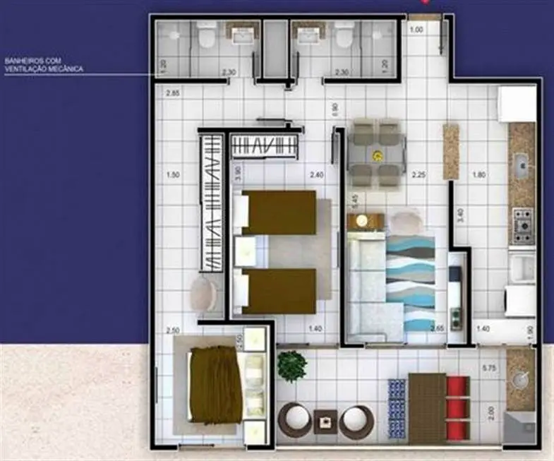 Foto 4 de Apartamento com 2 Quartos à venda, 75m² em Centro, Mongaguá
