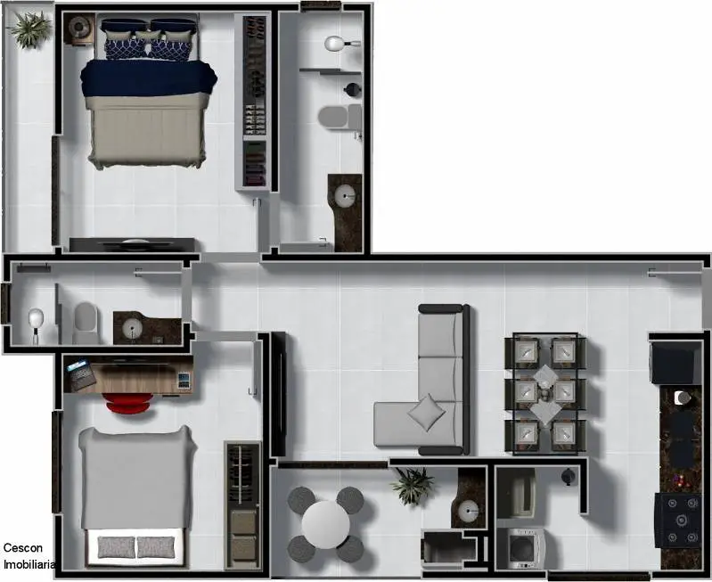 Foto 3 de Apartamento com 2 Quartos à venda, 66m² em Coqueiral, Cascavel