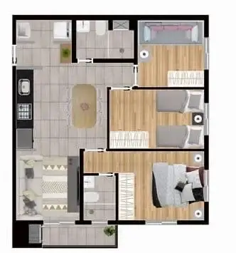 Foto 2 de Apartamento com 3 Quartos à venda, 62m² em Vargem Grande, Pinhais