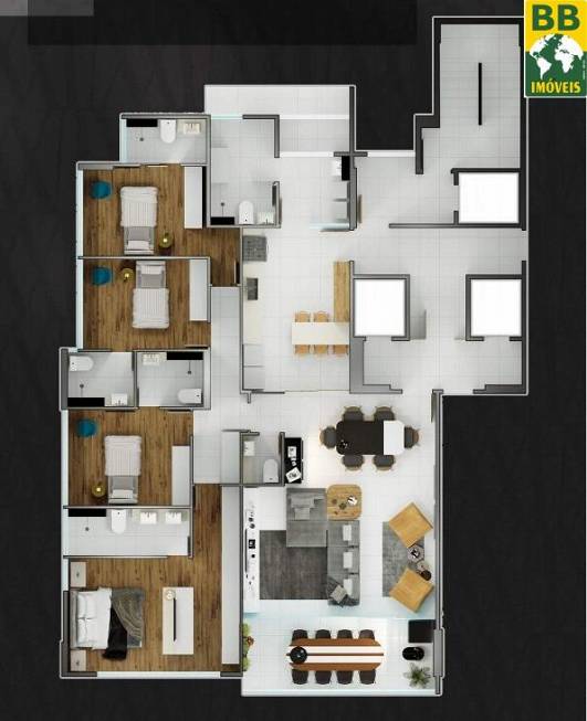 Foto 1 de Apartamento com 4 Quartos à venda, 190m² em Petrópolis, Natal
