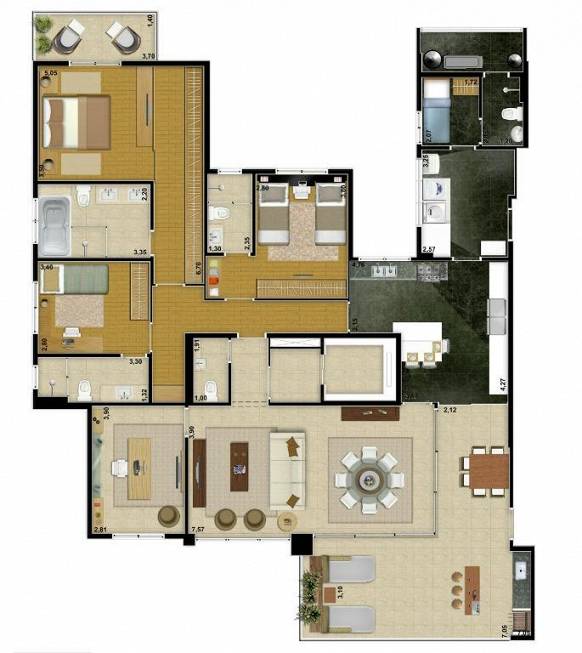 Foto 5 de Apartamento com 4 Quartos à venda, 218m² em Jardim Anália Franco, São Paulo
