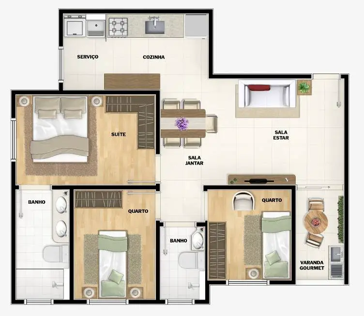 Foto 3 de Apartamento com 2 Quartos à venda, 46m² em Vila Hortencia, Sorocaba