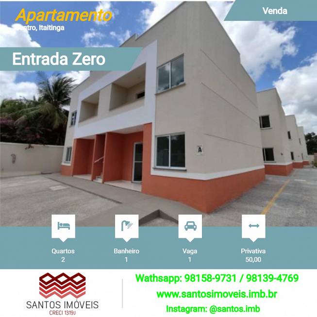 Foto 1 de Apartamento com 2 Quartos à venda, 50m² em Centro, Itaitinga