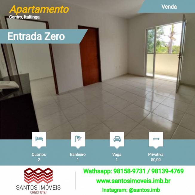 Foto 3 de Apartamento com 2 Quartos à venda, 50m² em Centro, Itaitinga