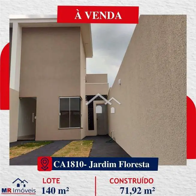 Foto 1 de Casa com 3 Quartos à venda, 72m² em Jardim Floresta, Rio Verde