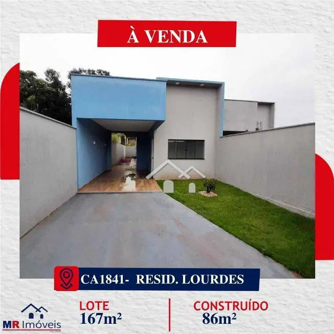 Foto 1 de Casa com 3 Quartos à venda, 86m² em Lourdes, Rio Verde