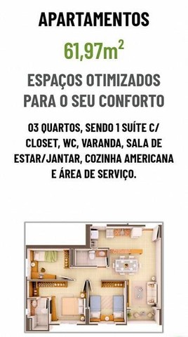 Foto 3 de Apartamento com 2 Quartos à venda, 55m² em Centro, Fortaleza