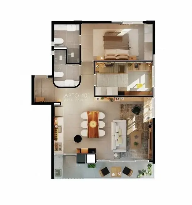 Foto 3 de Apartamento com 3 Quartos à venda, 76m² em Água Verde, Curitiba
