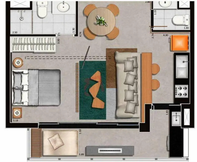 Foto 4 de Apartamento com 1 Quarto para venda ou aluguel, 44m² em Pinheiros, São Paulo