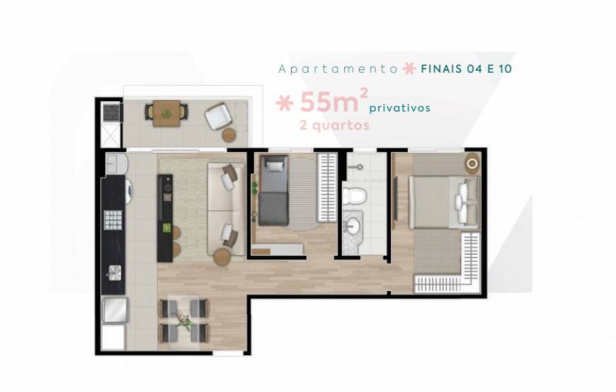 Foto 3 de Apartamento com 2 Quartos à venda, 55m² em Alto da Glória, Curitiba