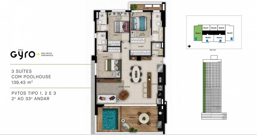 Foto 4 de Apartamento com 3 Quartos à venda, 139m² em Setor Marista, Goiânia
