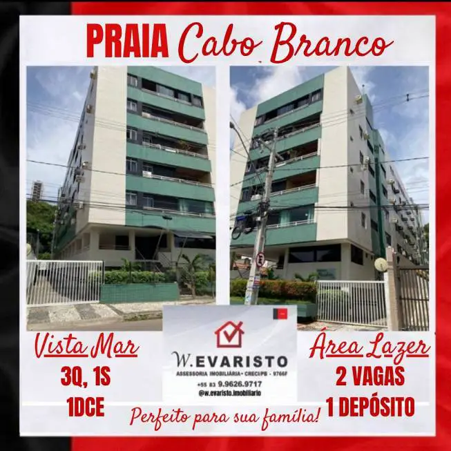 Foto 1 de Apartamento com 4 Quartos à venda, 105m² em Cabo Branco, João Pessoa