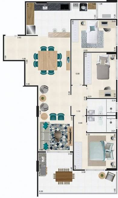 Foto 1 de Apartamento com 3 Quartos à venda, 102m² em Jardim Caiahu, Mongaguá