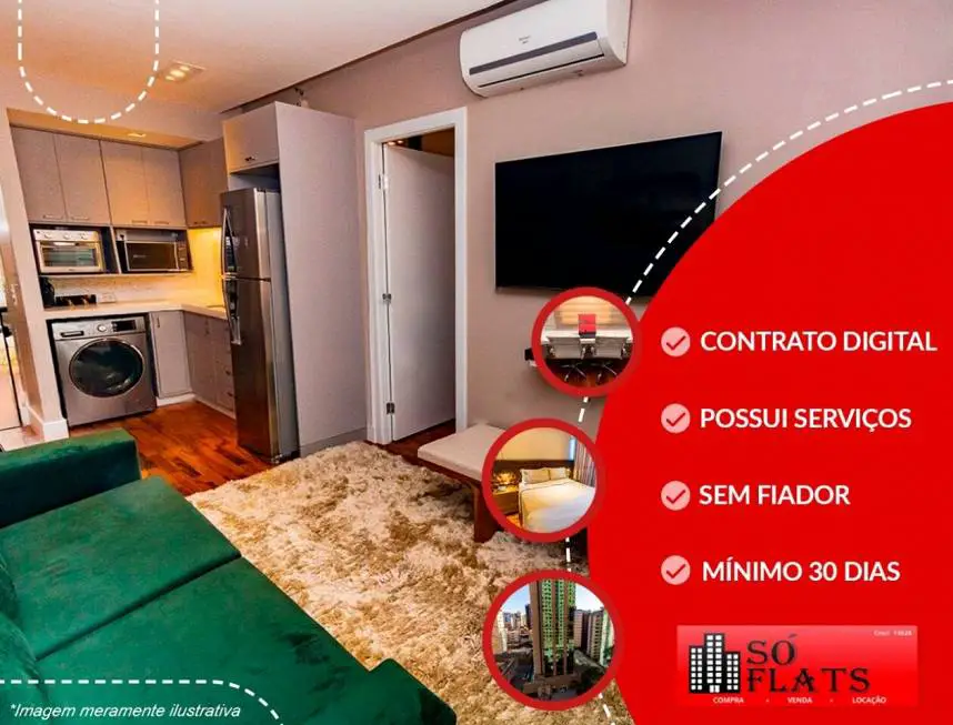 Foto 5 de Flat com 1 Quarto para alugar, 29m² em Campo Belo, São Paulo