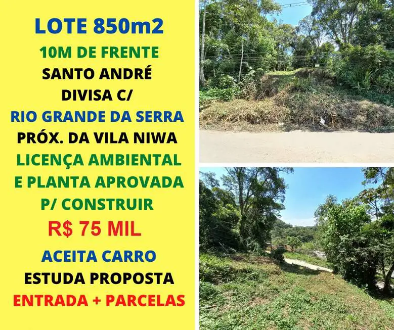Foto 2 de Lote/Terreno à venda, 850m² em Chacara Carreiras, Santo André