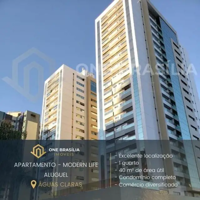 Foto 1 de Apartamento com 1 Quarto para alugar, 40m² em Aguas Claras, Brasília