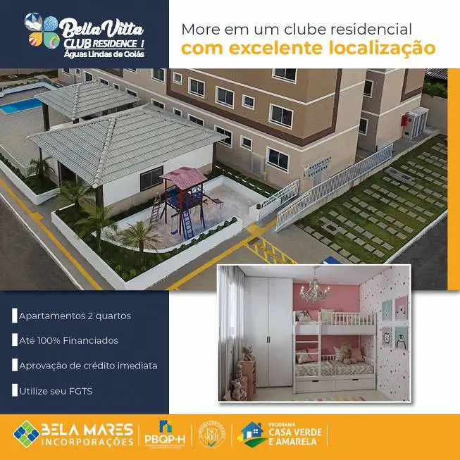 Foto 1 de Apartamento com 2 Quartos à venda, 46m² em Mansoes de Olinda, Águas Lindas de Goiás
