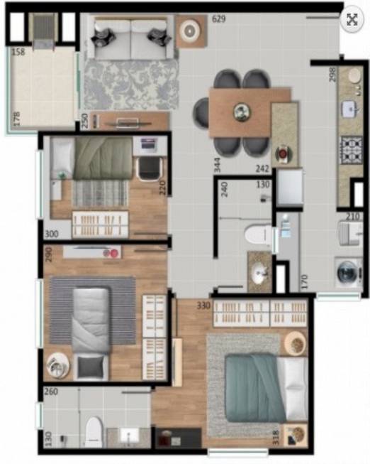 Foto 3 de Apartamento com 3 Quartos à venda, 74m² em Boa Vista, Joinville