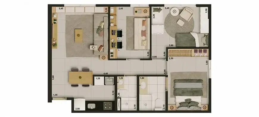 Foto 1 de Apartamento com 3 Quartos à venda, 64m² em Guara II, Brasília
