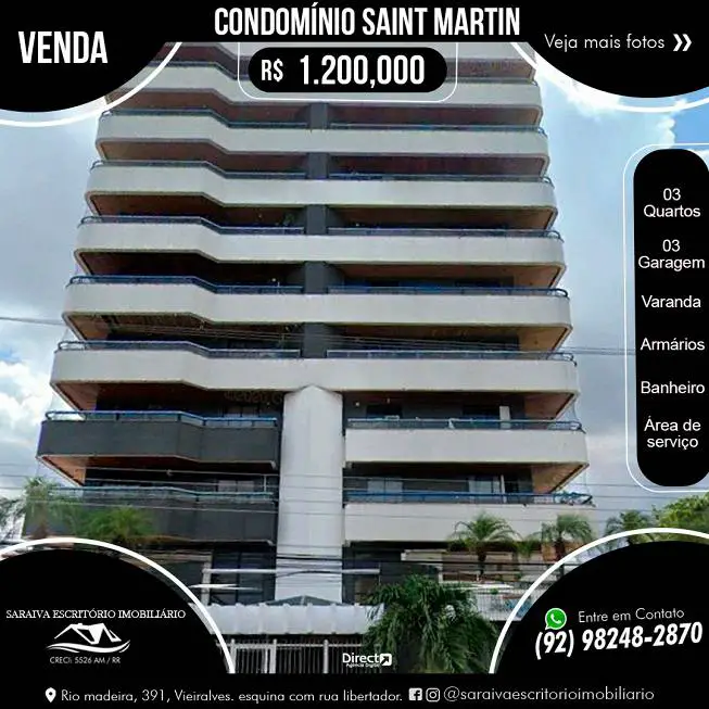 Foto 1 de Apartamento com 3 Quartos à venda, 186m² em Adrianópolis, Manaus
