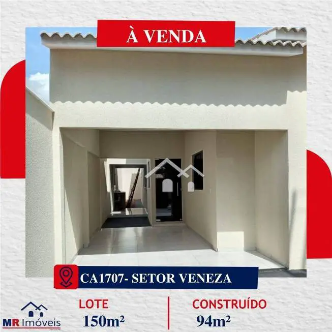 Foto 1 de Casa com 3 Quartos à venda, 94m² em Residencial Veneza, Rio Verde