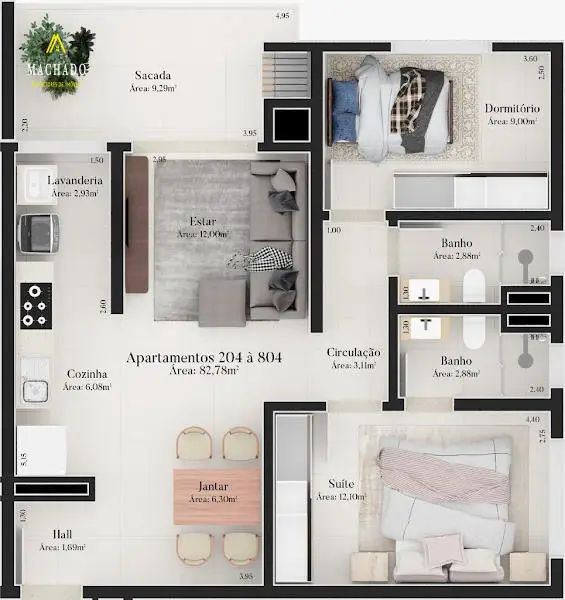 Foto 5 de Apartamento com 2 Quartos à venda, 20m² em Farroupilha, Ivoti