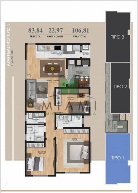 Foto 5 de Apartamento com 3 Quartos à venda, 106m² em Juvevê, Curitiba