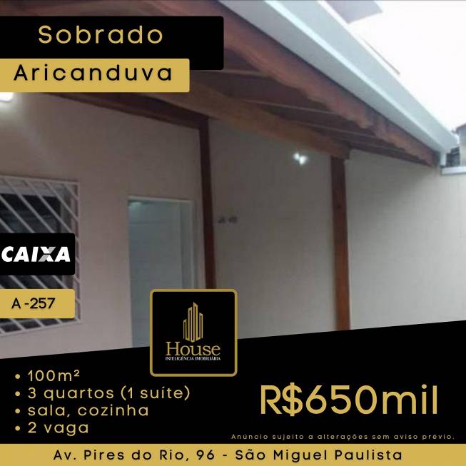 Foto 1 de Casa com 3 Quartos à venda, 100m² em Aricanduva, São Paulo