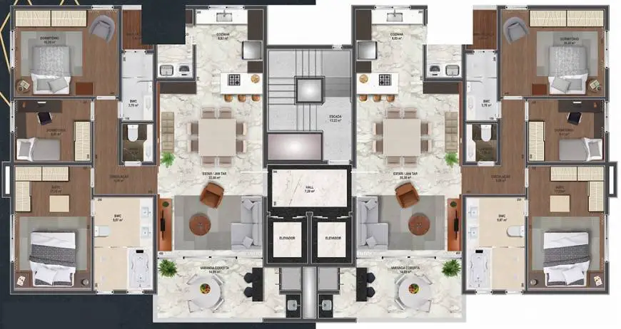 Foto 4 de Apartamento com 3 Quartos à venda, 146m² em Centro, São José dos Pinhais