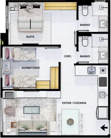 Foto 1 de Apartamento com 2 Quartos à venda, 51m² em Centro, Biguaçu