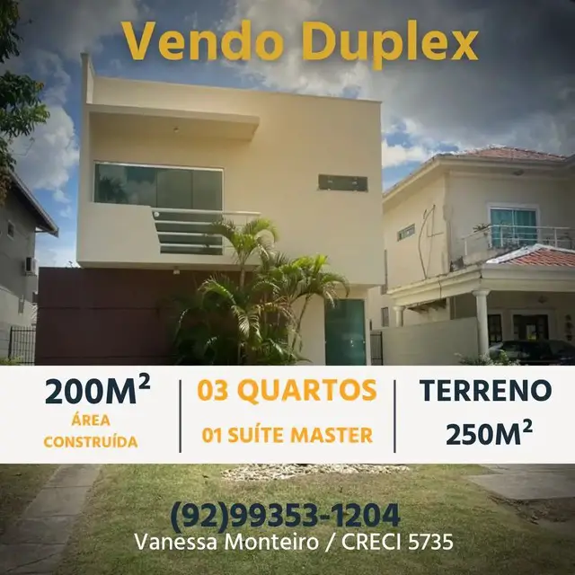 Foto 1 de Casa de Condomínio com 3 Quartos à venda, 250m² em Parque Dez de Novembro, Manaus