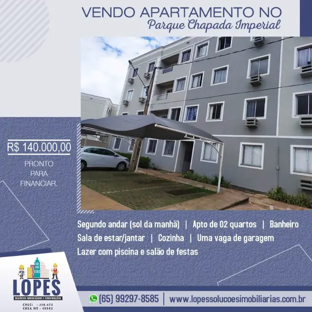 Foto 1 de Apartamento com 2 Quartos à venda, 45m² em Carumbé, Cuiabá