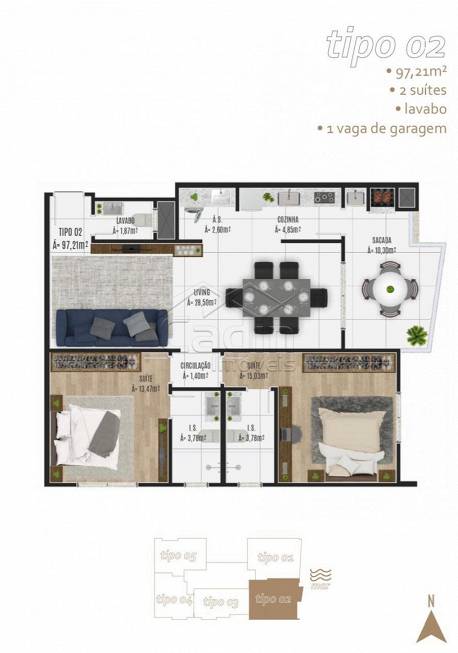 Foto 2 de Apartamento com 2 Quartos à venda, 77m² em Centro, Navegantes