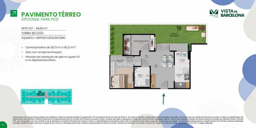 Foto 5 de Apartamento com 2 Quartos à venda, 54m² em Porto Canoa, Serra