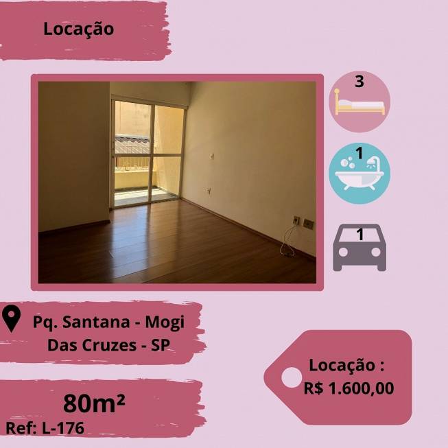 Foto 1 de Apartamento com 3 Quartos para alugar, 80m² em Parque Santana, Mogi das Cruzes