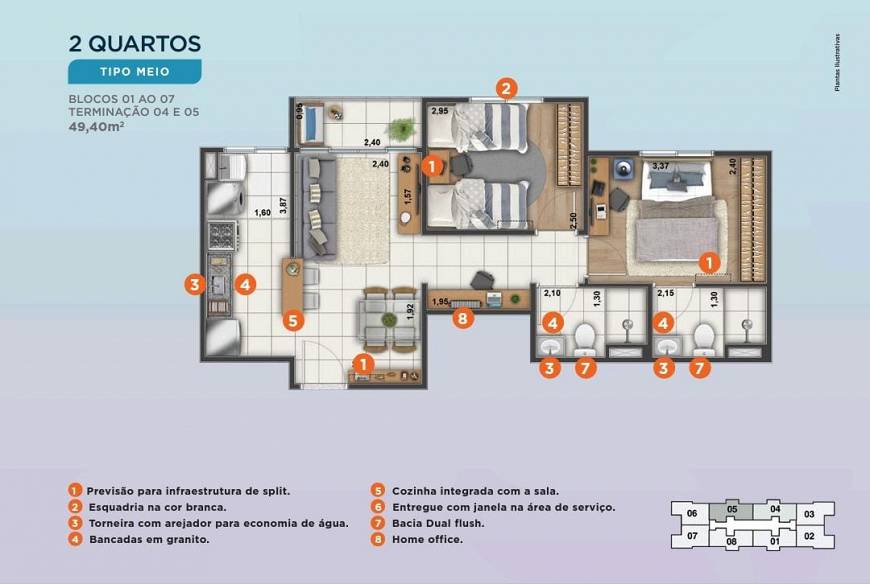 Foto 3 de Apartamento com 2 Quartos à venda, 49m² em Ponta Negra, Manaus