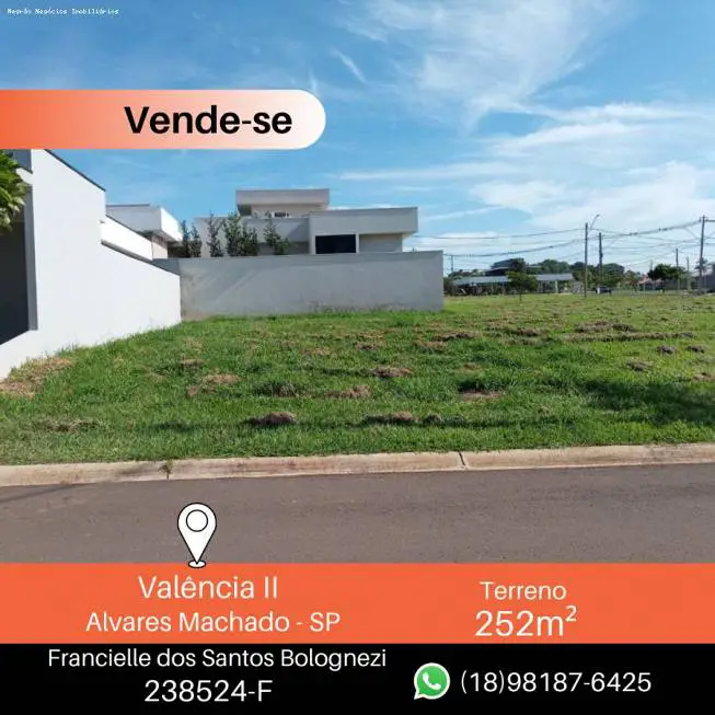 Foto 1 de Lote/Terreno à venda, 252m² em , Álvares Machado