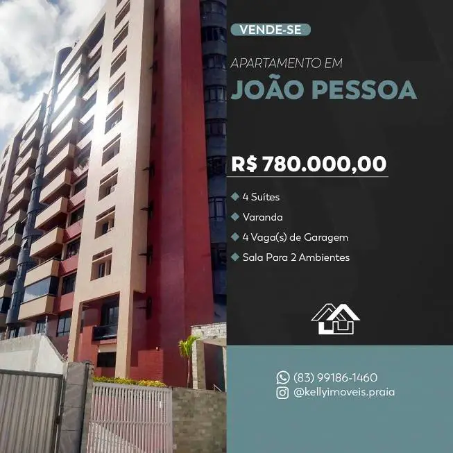 Foto 1 de Apartamento com 4 Quartos à venda, 191m² em Aeroclube, João Pessoa