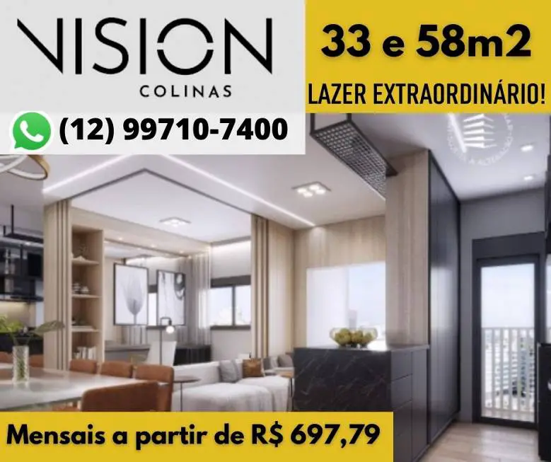 Foto 1 de Apartamento com 1 Quarto à venda, 33m² em Jardim das Colinas, São José dos Campos