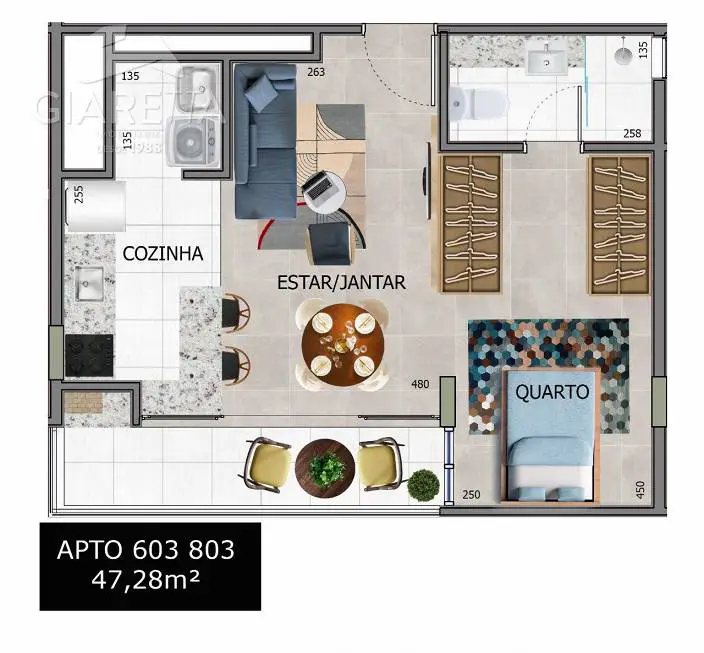 Foto 5 de Apartamento com 1 Quarto à venda, 48m² em Centro, Toledo